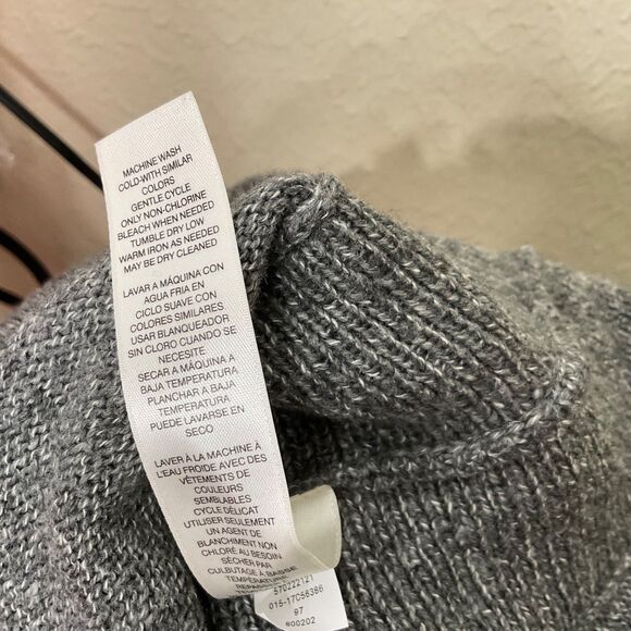 Chico's Tunic  Mock Neck Sweater size M heather gray Cotton Blend Rounded Hem - Picture 6 of 13